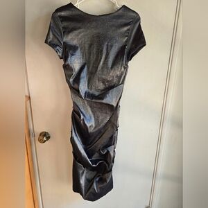 Shabby Aplle Metallic Ruched Dress Xs NWOT